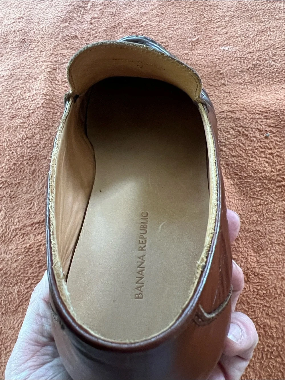 Banana Republic Men's Brown Leather Moc-Toe Slip-On Loafers